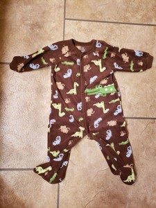 9 Month Baby Boy Pajamas Alligator Safari Animal Print Fuzzy Buttons Footies Ebay