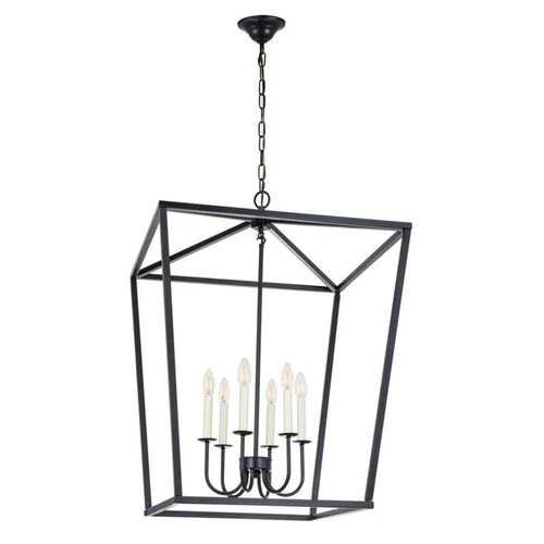 Living District Maddox 6-Light Metal Chandelier in Black Finish - Picture 7 of 10