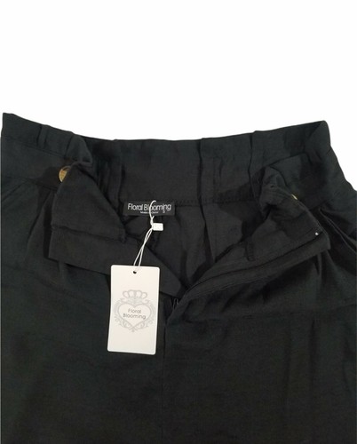 Floral Blooming Women Casual Black Pocket High- Waist Shorts Size S With Pockets - 第 6/8 張圖片