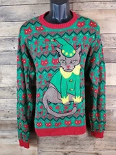 33 Degrees Sweater Green XL Red Yellow Pullover Christmas Chest 45" Length 28"