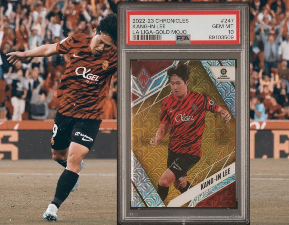 2022-23 Panini Chronicles Phoenix La Liga Kang-In Lee Gold Mojo Prizm /10 PSA 10