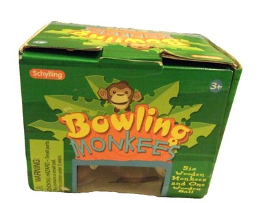 Bowling Monkees Toy Schylling Game Six Monkeys & Ball New in Box