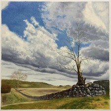 Original oil painting on canvas, rural landscape, offer frame service