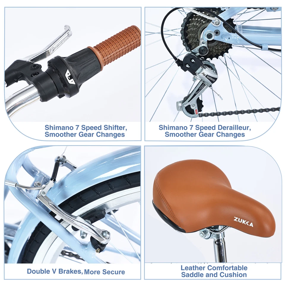 Bicicleta de 24 pulgadas para damas Bicicleta cómoda para mujeres Bicicleta de playa Crucero de ciudad Foto 4 de 4