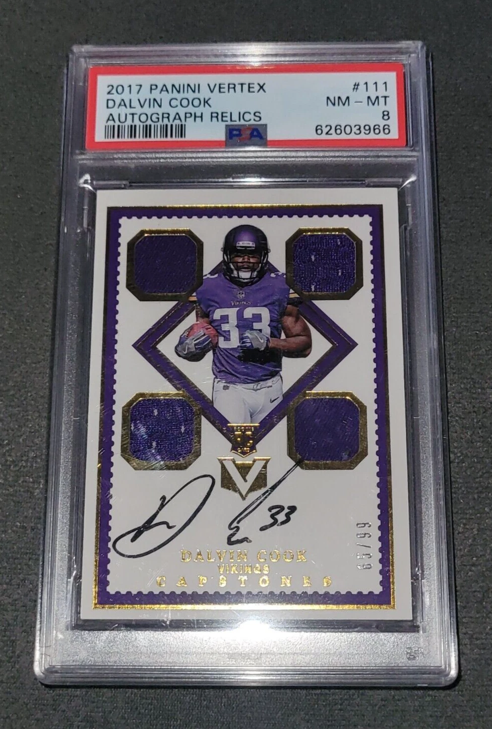 Dalvin Cook Panini Vertex #111 Autograph Relics