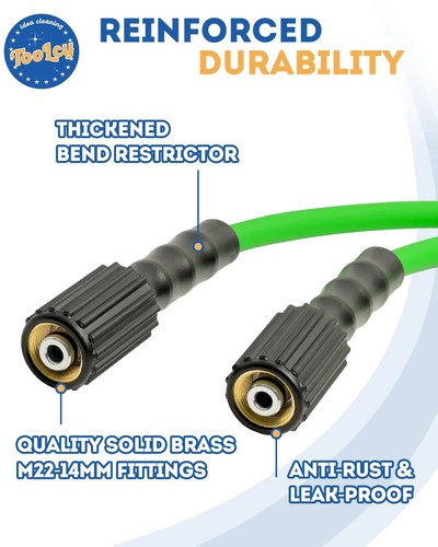 TOOLCY 3300 PSI High Pressure Washer Hose 1/4" M22 with Adapters-100Ft - Picture 15 of 16