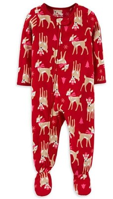 Baby Girls Child of Mine Christmas REINDEER Sleeper 1pc Pajamas Size 24 Mo NWT