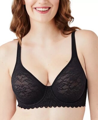 Wacoal 851334 SOFT SENSE Lace Underwire Bra Black 36B