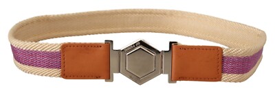 GF FERRE Belt Multicolor Leather Silver Hexagon Logo Buckle s.85cm / 4cm $250