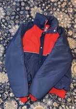 Vintage Ski Trails Jacket Kids Large Red Navy Ski Coat Nylon 80s Winter EUC