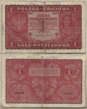 Poland 1919 1 Marka Banknote G #P-23