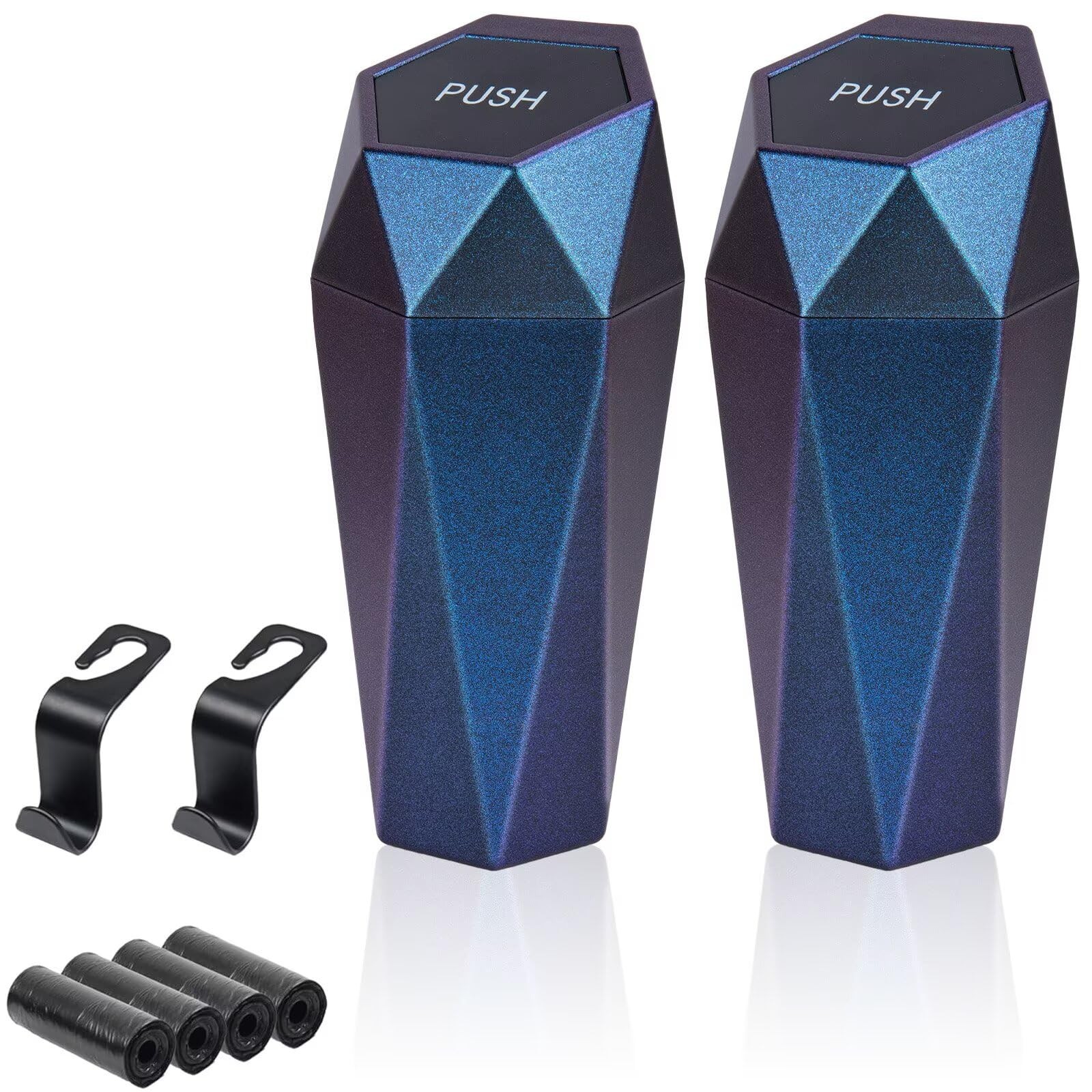 BFXM Car Trash Can, 2 Pack Car Trash Bin with Lid, Car Accessories for Women