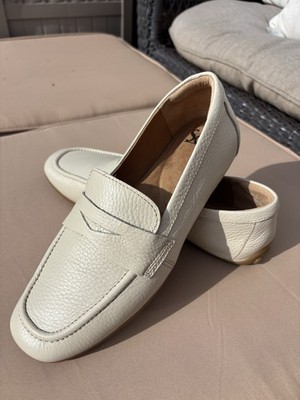 Sofft Allie white tumbled leather penny loafers