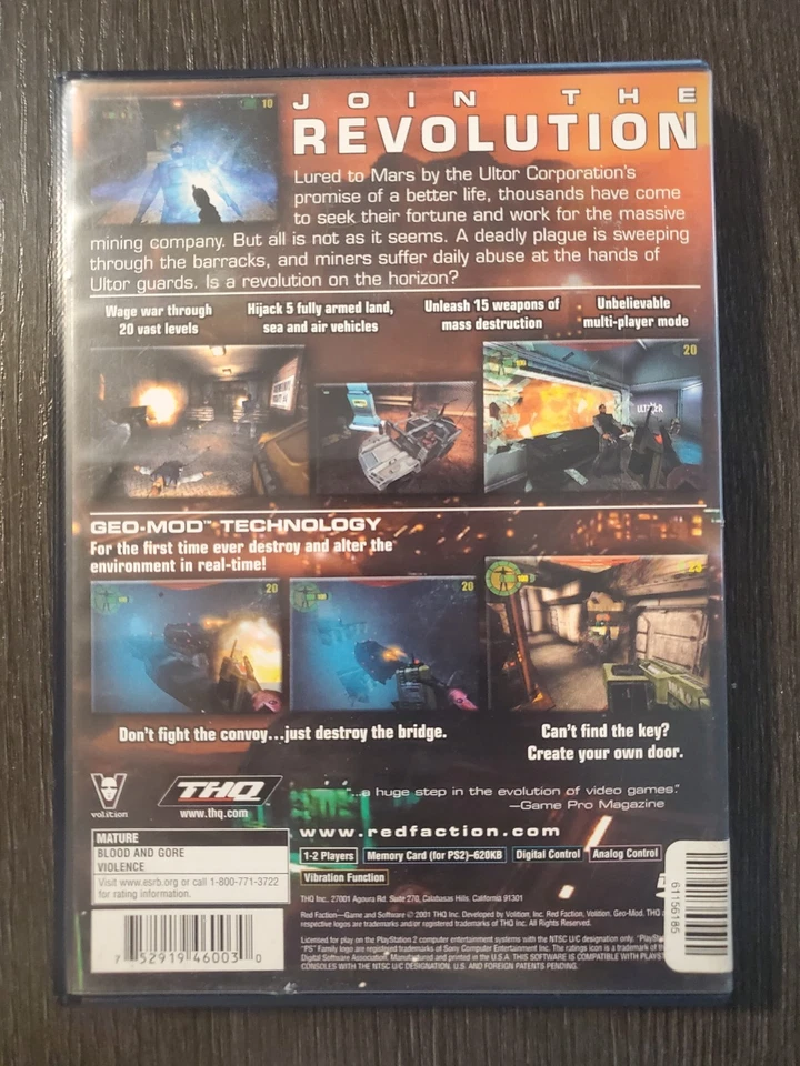 Red Faction (Sony PlayStation 2, 2002) PS2 CIB Manual, CD 2 Little Scratches - Image 2 of 3