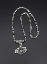 Sterlingsilber XL Thors Hammer Massiv Odin Fuchs Wolf Schmuck Wikinger Viking