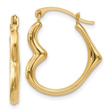 14k Yellow Gold 18mm Heart Hoop Earrings