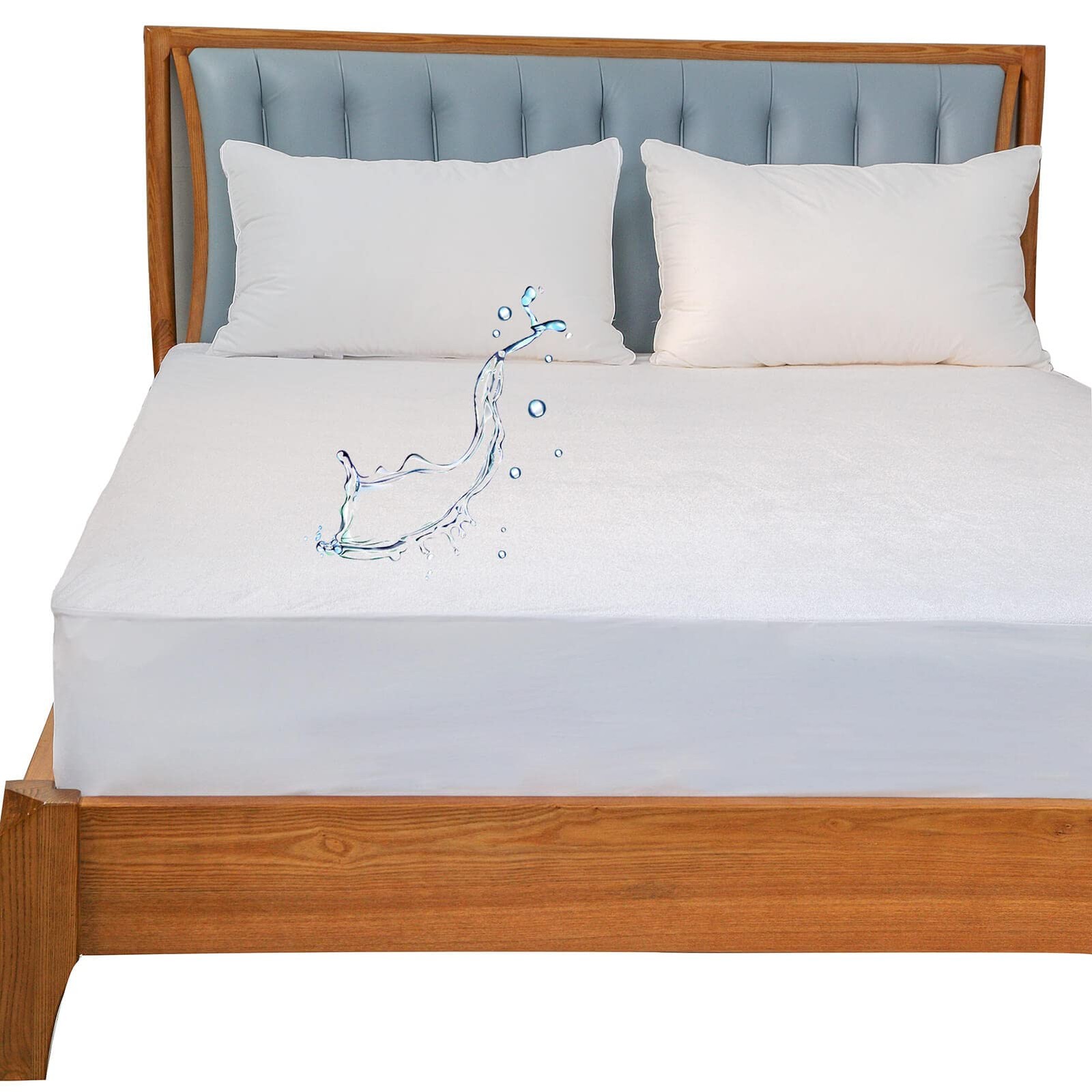 Queen Size Waterproof Bamboo Viscose Terry Mattress Protector Soft Breathable