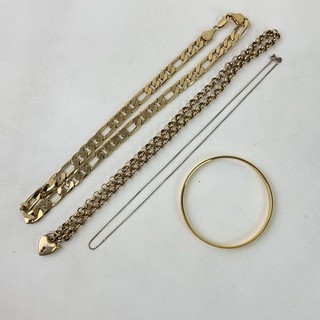 Gold Plated Jewellery Bundle w/ Chains Necklaces & Bangle 120g (F2) S#542