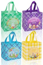 4 PCS Easter NonWoven Bags With Handle Happy Gift Reusable Goodie Bunny