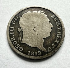 1819 George III Shilling .925 Sterling Silver British Coin Fair