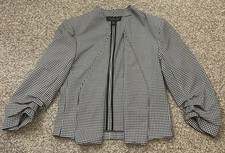 NWOT Rachel Zoe Black  White Gingham Plaid Checkered Minimalist Blazer  M