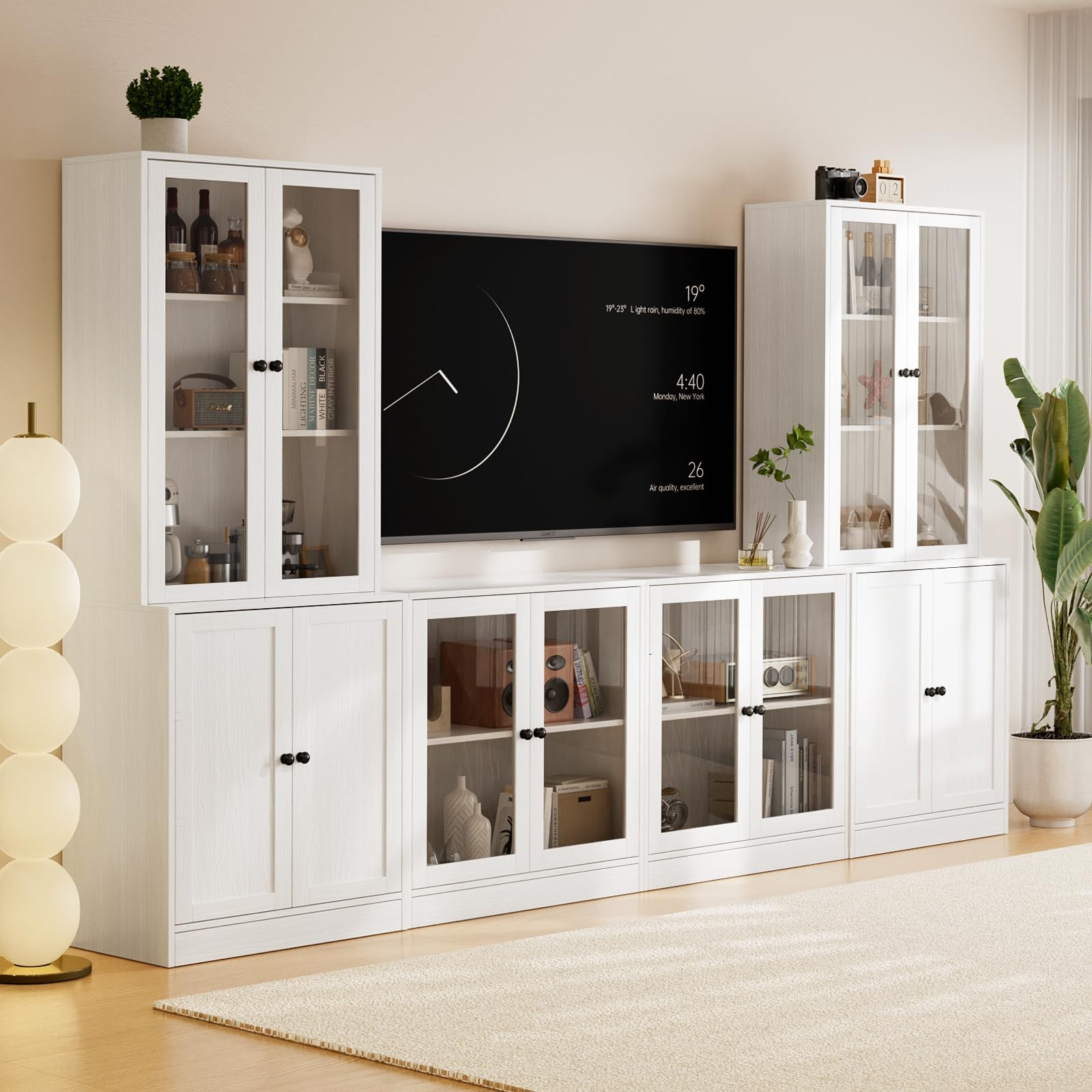 Storage Set - 2 Tall Bookcases & 2 Side Cabinets Media Console