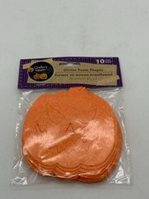 Crafter's Square Glitter Foam Pumpkin Shapes 10 Count New In Package