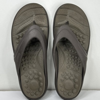 Crocs Reviva Men's Flip Flops Thong Sandals Sz 13 Brown Slip On 205473 Summer