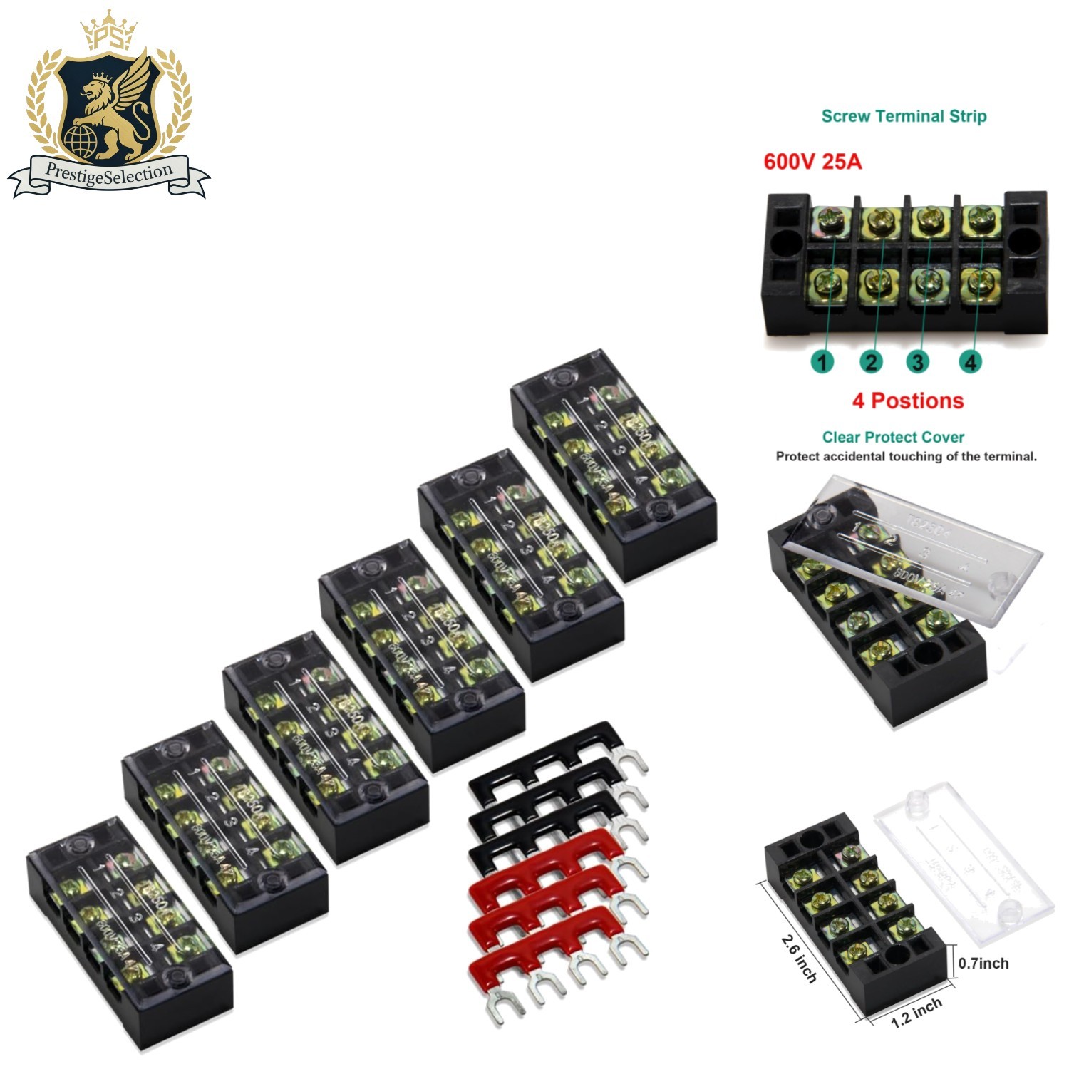 Pre-Insulated Terminal Blocks with Covers - 12pcs 4 Positions for Safe Wiring