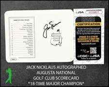 JACK NICKLAUS AUTOGRAPHED MASTERS AUGUSTA NATIONAL GOLF CLUB SCORECARD JSA COA