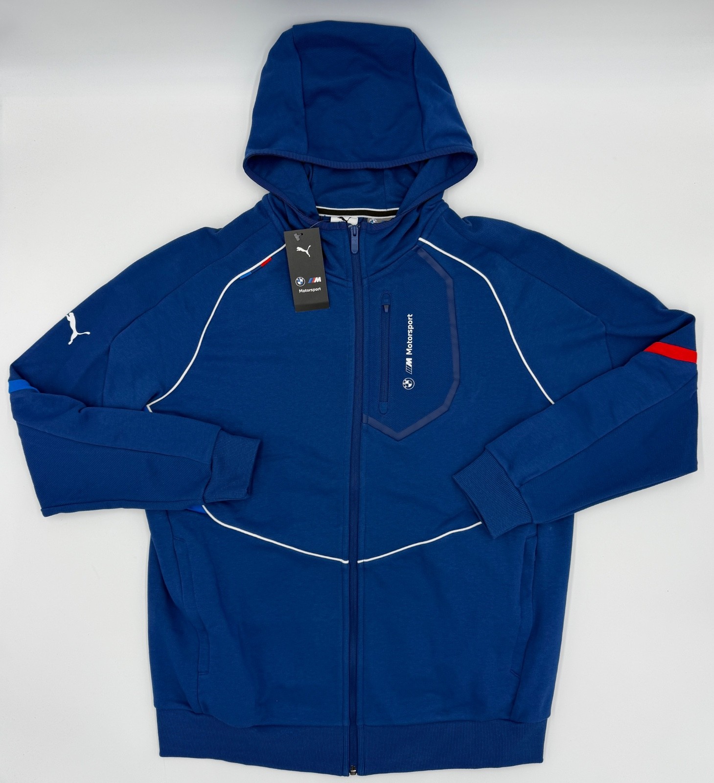 Tuta Puma BMW M Motorsport uomo blu taglia L/XL cappuccio giacca pantaloni nuova foto 4