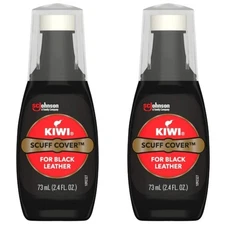 Kiwi Black Scuff Cover 2.4oz W/ Applicator Instant Shoe Shine Leather 2 Pack