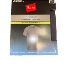 3 Pack Hanes Tagless T-Shirts Lightweight Stretch 3XL 54-56 Gray Black XQ