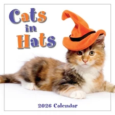 Sellers Publishing,  Cats in Hats 2026 Mini Wall Calendar, 7'' X 7'', 12-Month C