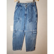 Size 26 Free People/We The Free Marx Cargo Slouchy Wide Leg Utility Jeans Size 2