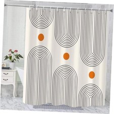 Boho Mid Century Shower Curtain, Modern Abstract 72"W x 72"L Pack of 1 Cream