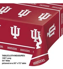 724924 Indiana University Theme Plastic 54in X 108in Tablecloth