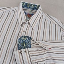 Robert Graham XL Mens Shirt Flip Cuff 25x30 Knit Button Up Long Sleeve