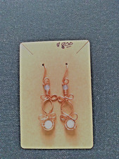 Handmade Hammered Copper Earrings With Genuine Stones