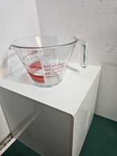 Pyrex 1 Cup (8 Oz) Vintage Clear Glass Red Letter Reverse Read Measuring Cup USA