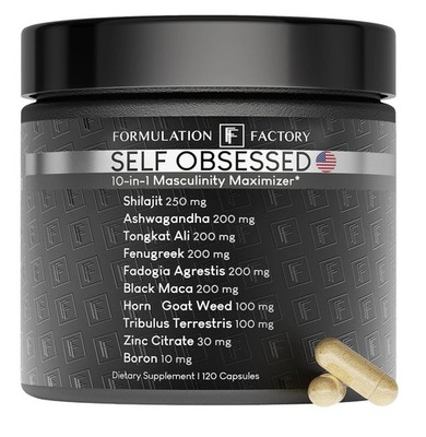 Self Obsessed 10 in 1 Masculinity Maximizer Supplement, Shilajit for Men, Tongka