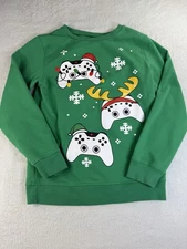 Boys Size L sweatshirt video gamer Controller Christmas Santa hat Reindeer