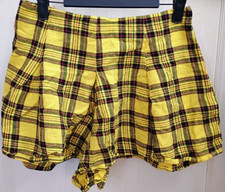 Womens Wild Fable Yellow Plaid Skort Pleated Mini Skirt Shorts Schoolgirl Small