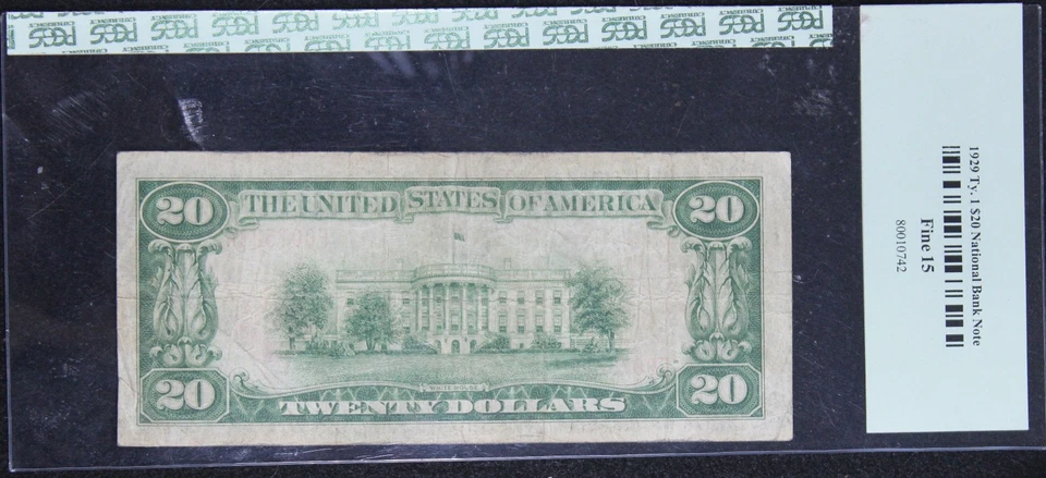 1929 F15 National Note, FR 1802-1 Kansas City 20$ Note, SN F007529A - Image 4 of 4