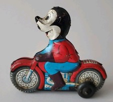 VINTAGE DISNEY MICKEY MOUSE TIN LITHO TOY MOTORCYCLE LITHOGRAPH LINE MAR TOYS