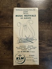 Brochure vintage 1955 Festival de musique Europe, visites continentales américaines