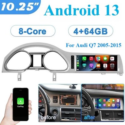 10.25'' For AUDI Q7 2005~2015 Android 13 Car Radio Stereo GPS Navi Carplay 4+64GB