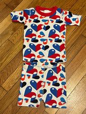 Hanna Andersson 2pc Organic Cotton Short Sleeve Pajama Set Heart Star US 4