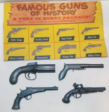 1957 Kellogg's Famous Guns of History Cereal Premiums, 4 different with box back