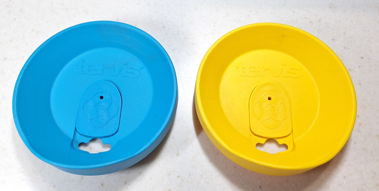 Lot of 2 Tervis 16 oz Tumbler Cup Lids (BLUE & YELLOW)